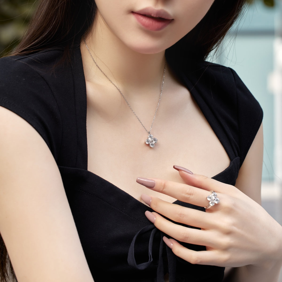 [Kincade Jewelrys]Four-Leaf Clover And Eight-Pointed Star Necklace
