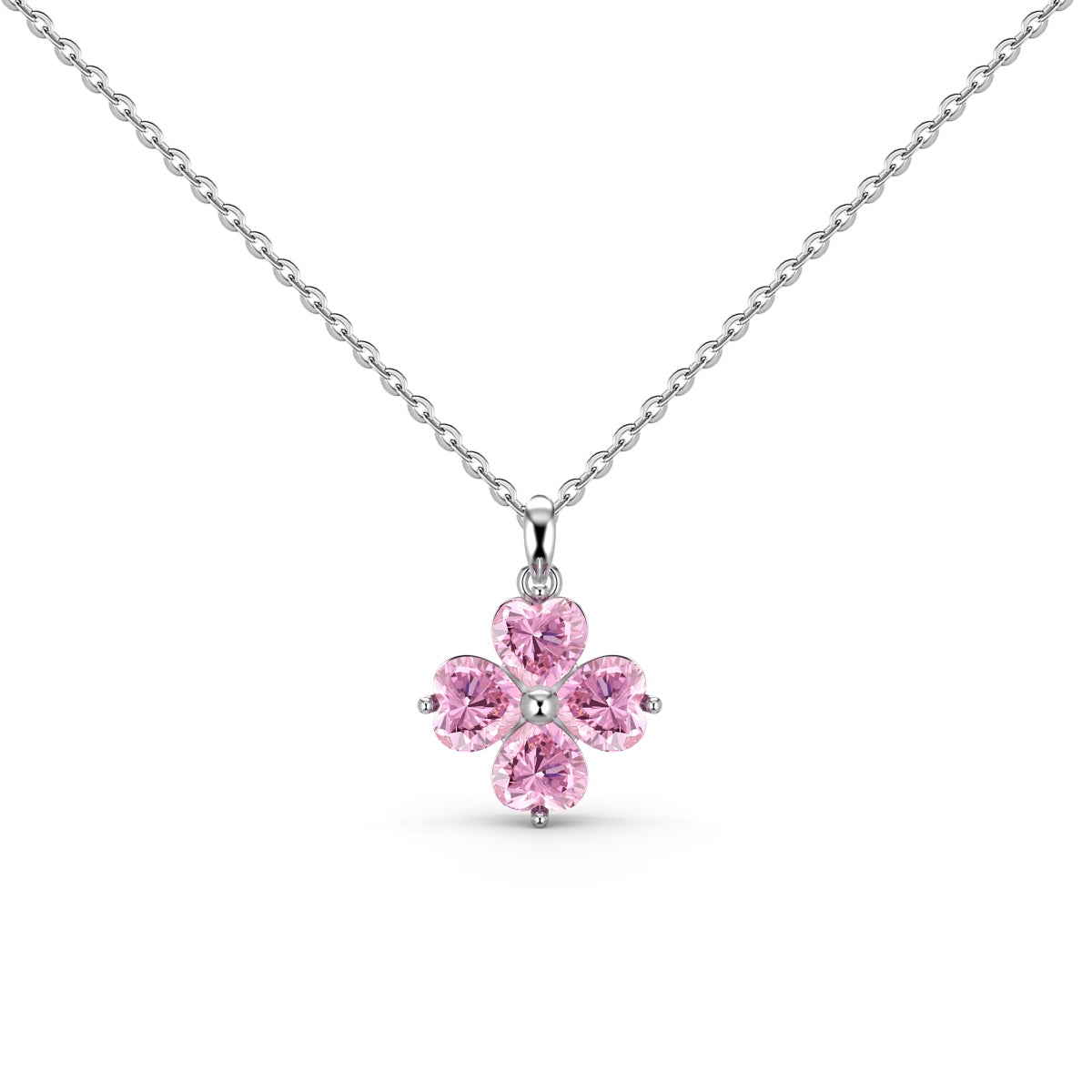 [Kincade Jewelrys]Heart-Shaped Four-Leaf Clover Bead Necklace