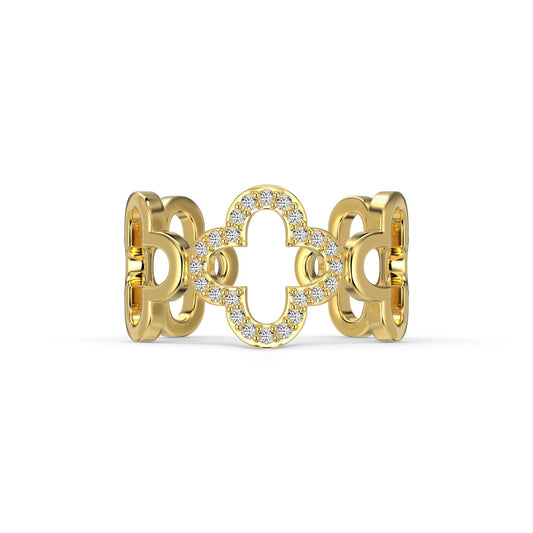 [Kincade Jewelrys]Hollow Design Four-Leaf Clover Flower Shape Ring