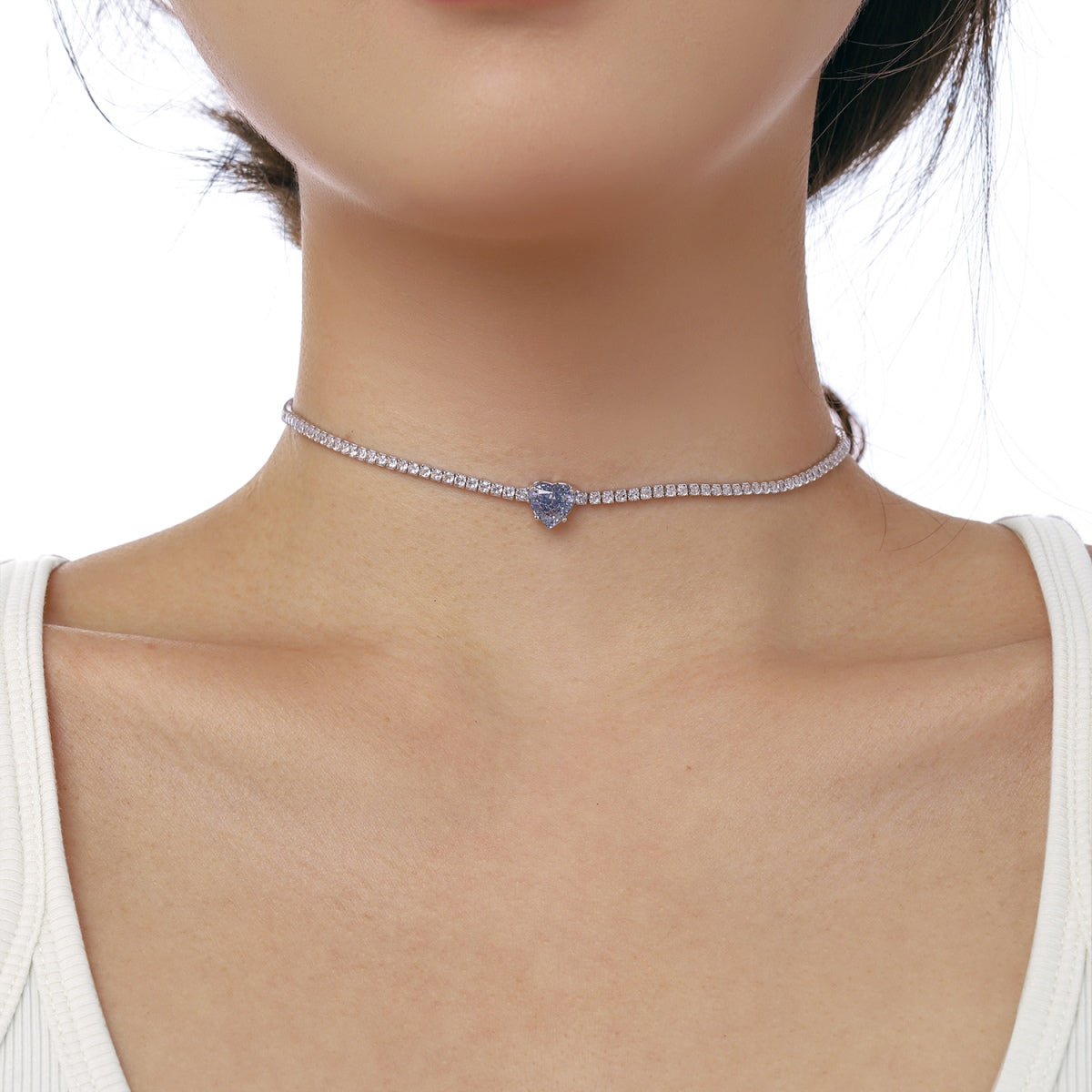[Kincade Jewelrys]2.0 Carat Sparkling Tennis Heart Cut Necklace