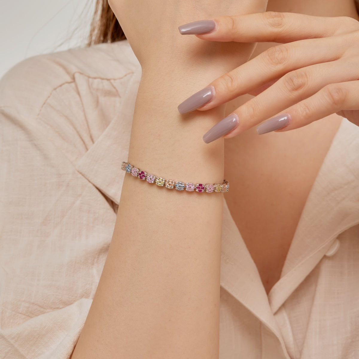 [Kincade Jewelrys]Delicate Colorful Emerald Cut Daily Bracelet