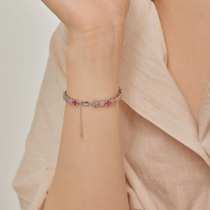[Kincade Jewelrys]Delicate Colorful Emerald Cut Daily Bracelet