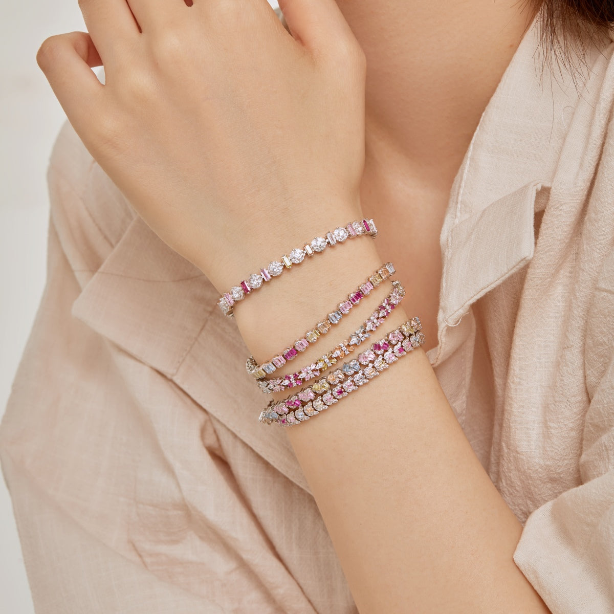 [Kincade Jewelrys]Ornate Colorful Flower Shape Party Bracelet