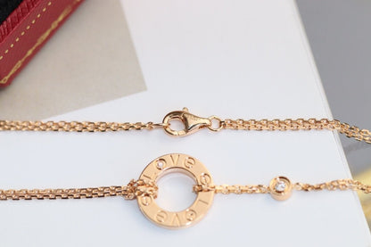 [Kincade Jewelrys] COLLIER LOVE RÉGLABLE OR ROSE 2 DIAMANTS 
