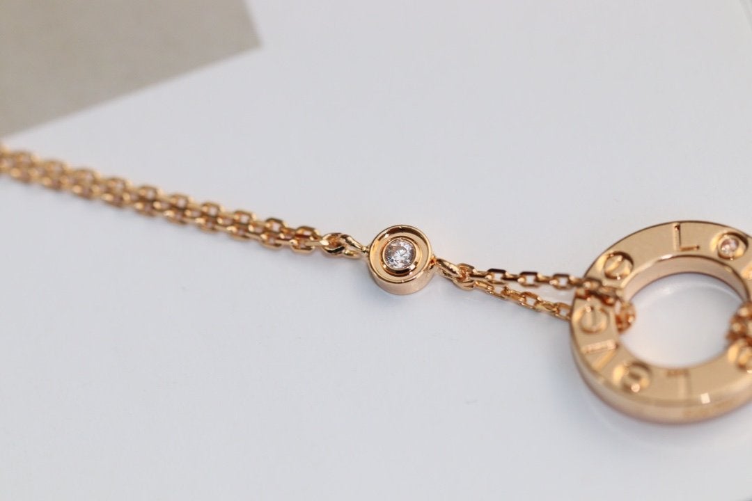 [Kincade Jewelrys] COLLIER LOVE RÉGLABLE OR ROSE 2 DIAMANTS 