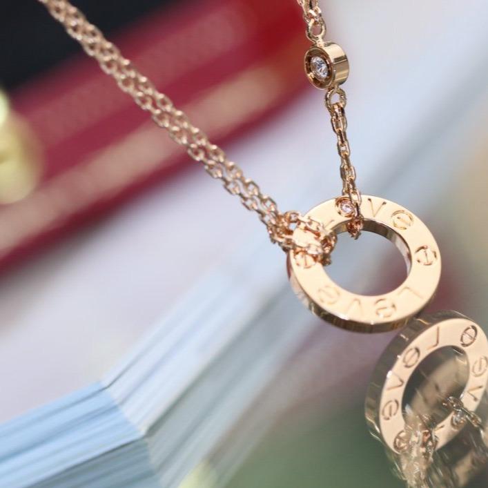 [Kincade Jewelrys] COLLIER LOVE RÉGLABLE OR ROSE 2 DIAMANTS 