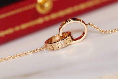 [Kincade Jewelrys] COLLIER LOVE OR ROSE ET ARGENT 