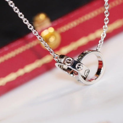 [Kincade Jewelrys] COLLIER LOVE OR ROSE ET ARGENT 
