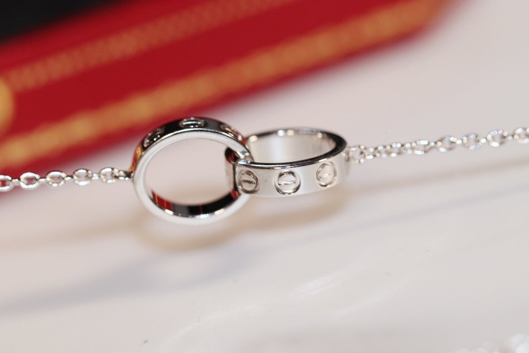 [Kincade Jewelrys] COLLIER LOVE OR ROSE ET ARGENT 
