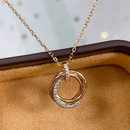 [Kincade Jewelrys] COLLIER TRINITY ARGENT OR OR ROSE DIAMANTS 