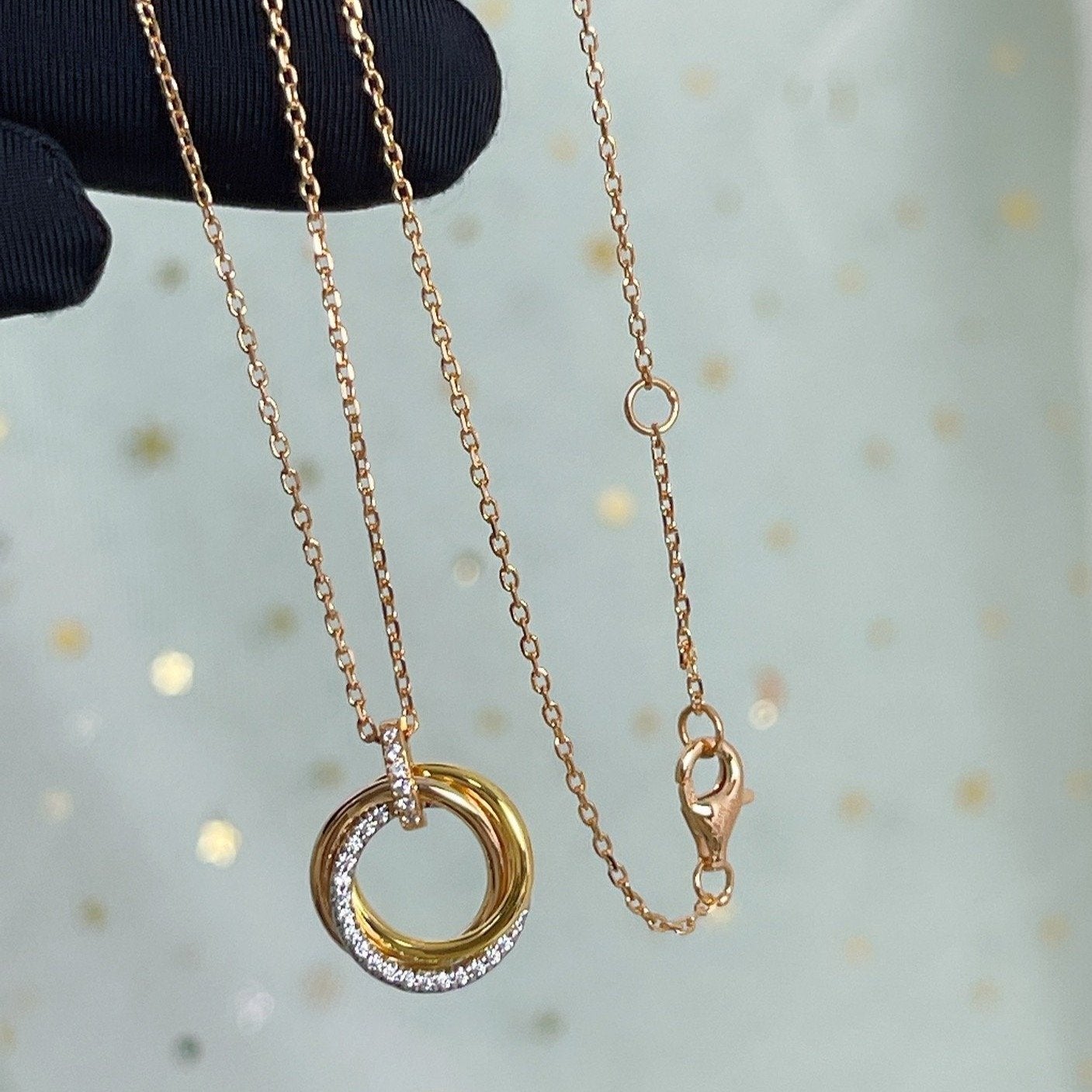 [Kincade Jewelrys] COLLIER TRINITY ARGENT OR OR ROSE DIAMANTS 