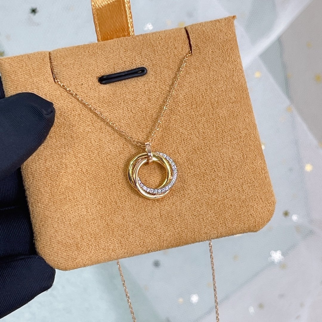 [Kincade Jewelrys] COLLIER TRINITY ARGENT OR OR ROSE DIAMANTS 