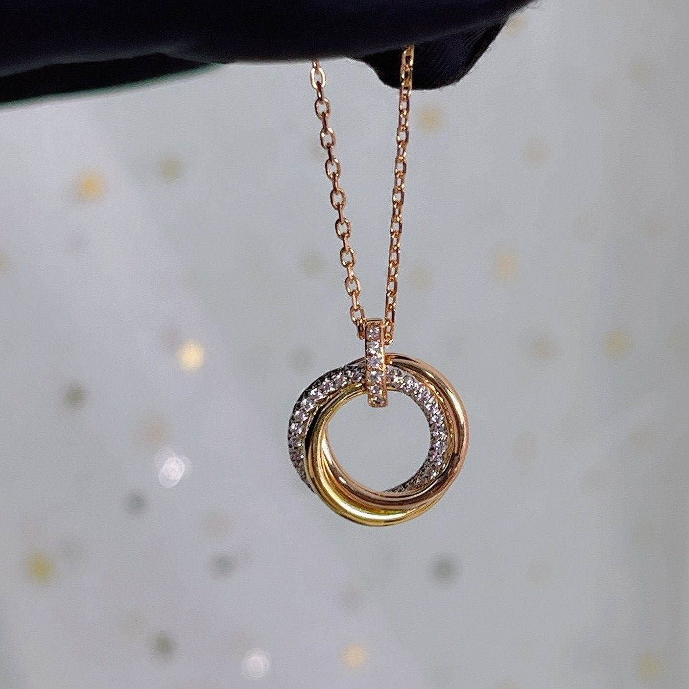 [Kincade Jewelrys] COLLIER TRINITY ARGENT OR OR ROSE DIAMANTS 