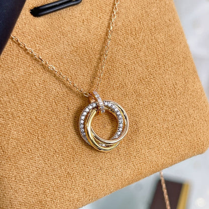 [Kincade Jewelrys] COLLIER TRINITY ARGENT OR OR ROSE DIAMANTS 