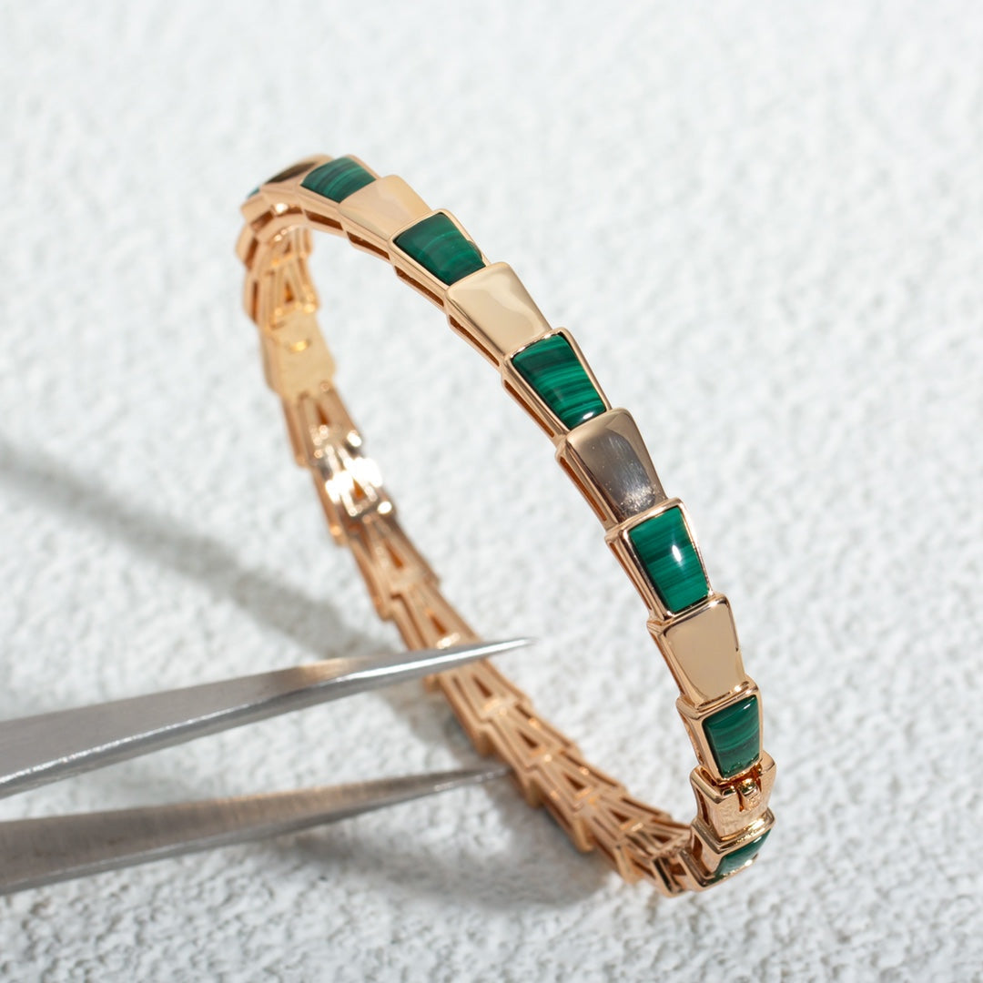 [Kincade Jewelrys] Bracelet Serpenti en or rose et malachite 