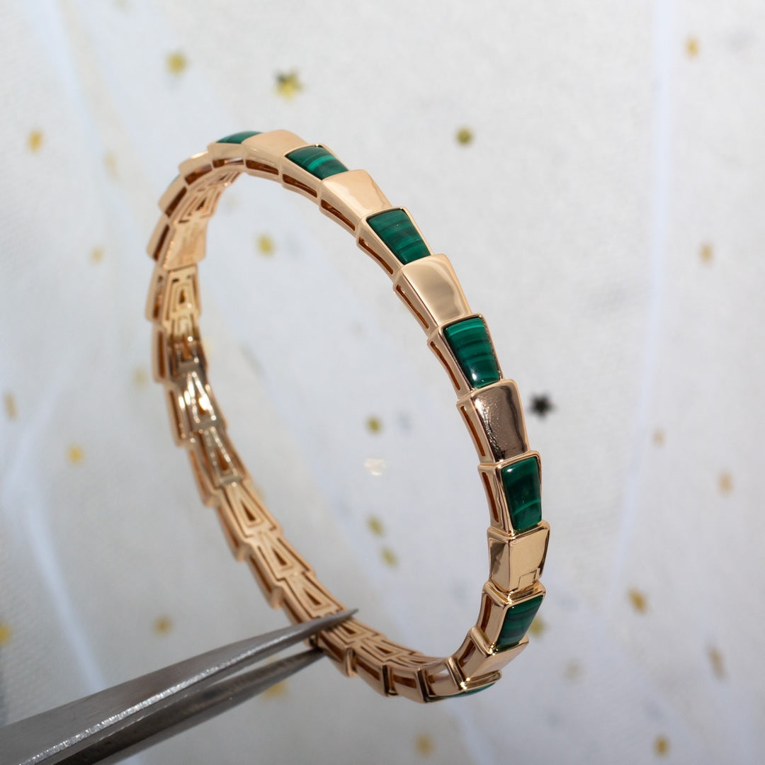 [Kincade Jewelrys] Bracelet Serpenti en or rose et malachite 