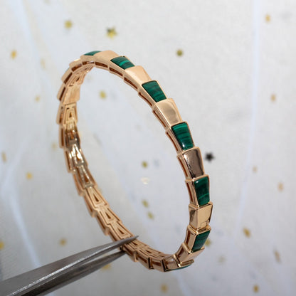 [Kincade Jewelrys] Bracelet Serpenti en or rose et malachite 