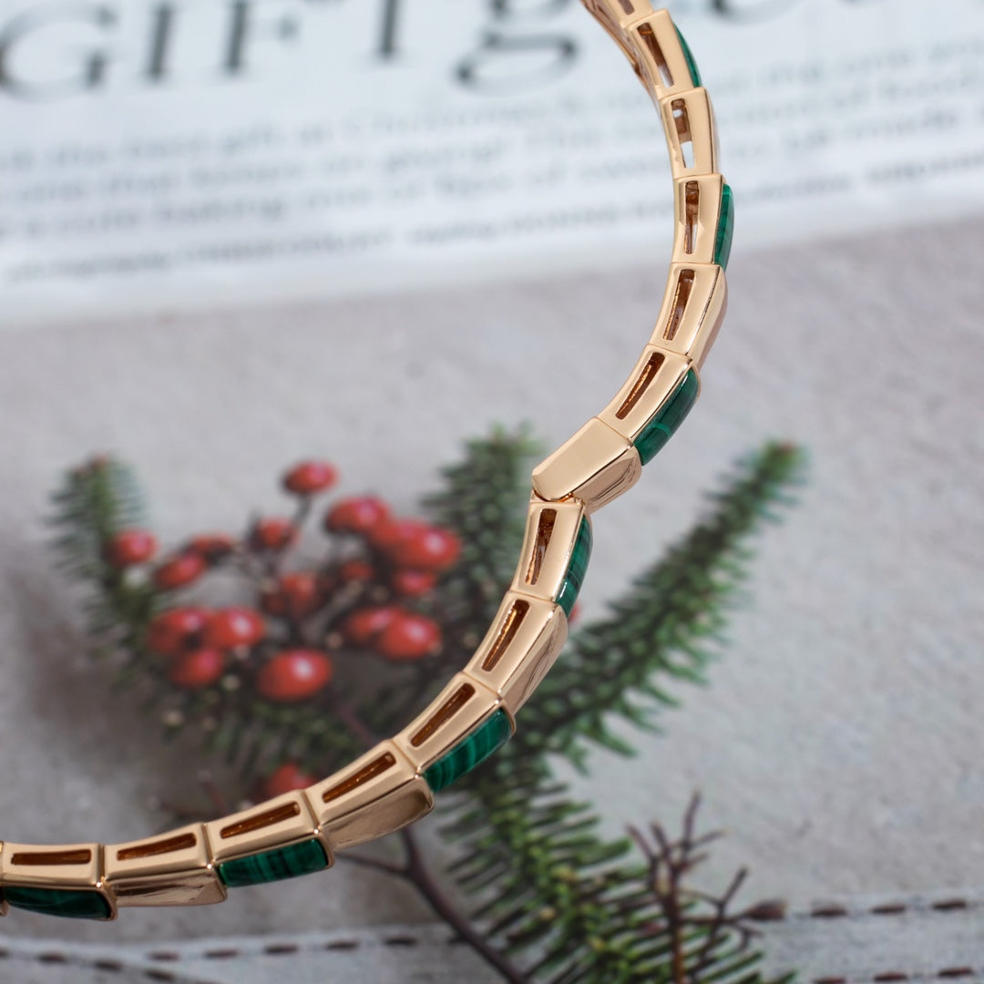 [Kincade Jewelrys] Bracelet Serpenti en or rose et malachite 