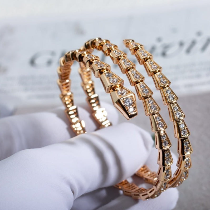 [Kincade Jewelrys]SERPENTI BRACELET PINK GOLD DIAMOND DOUBLE ROW