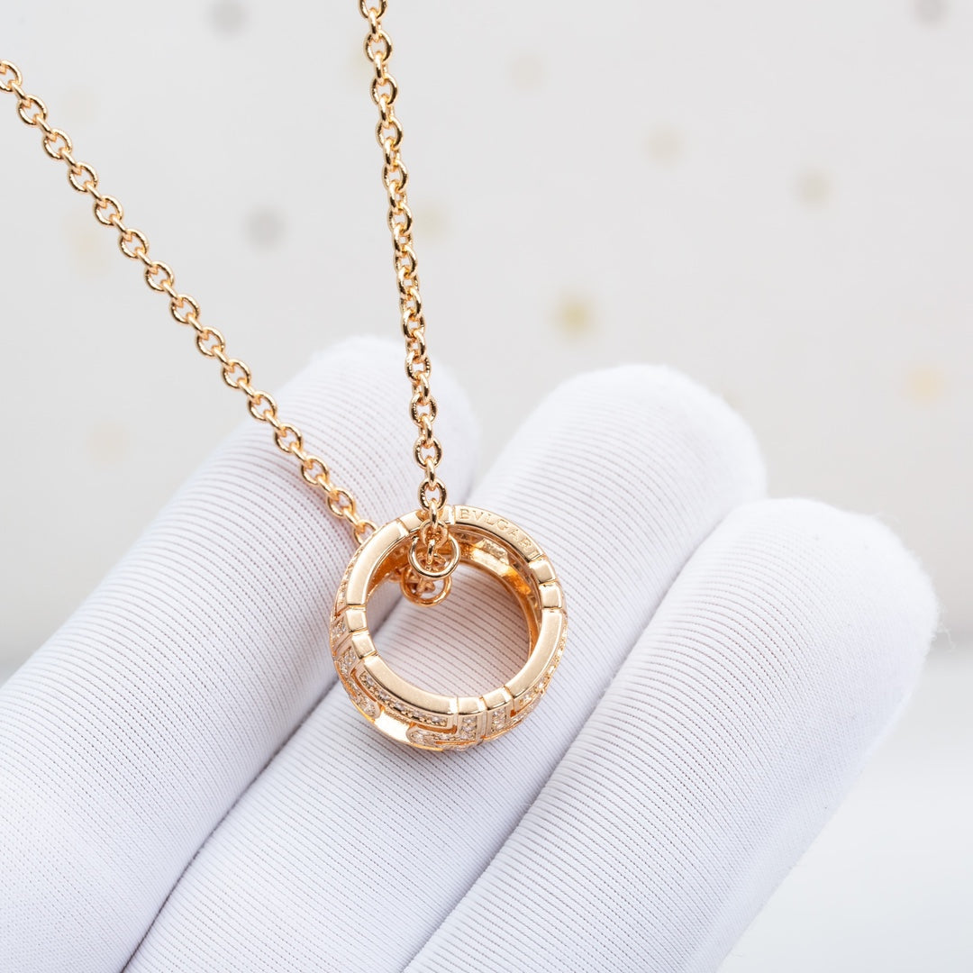 [Kincade Jewelrys]PARENTESI NECKLACE PINK GOLD DIAMOND