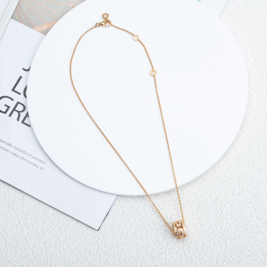 [Kincade Jewelrys]PARENTESI NECKLACE PINK GOLD DIAMOND