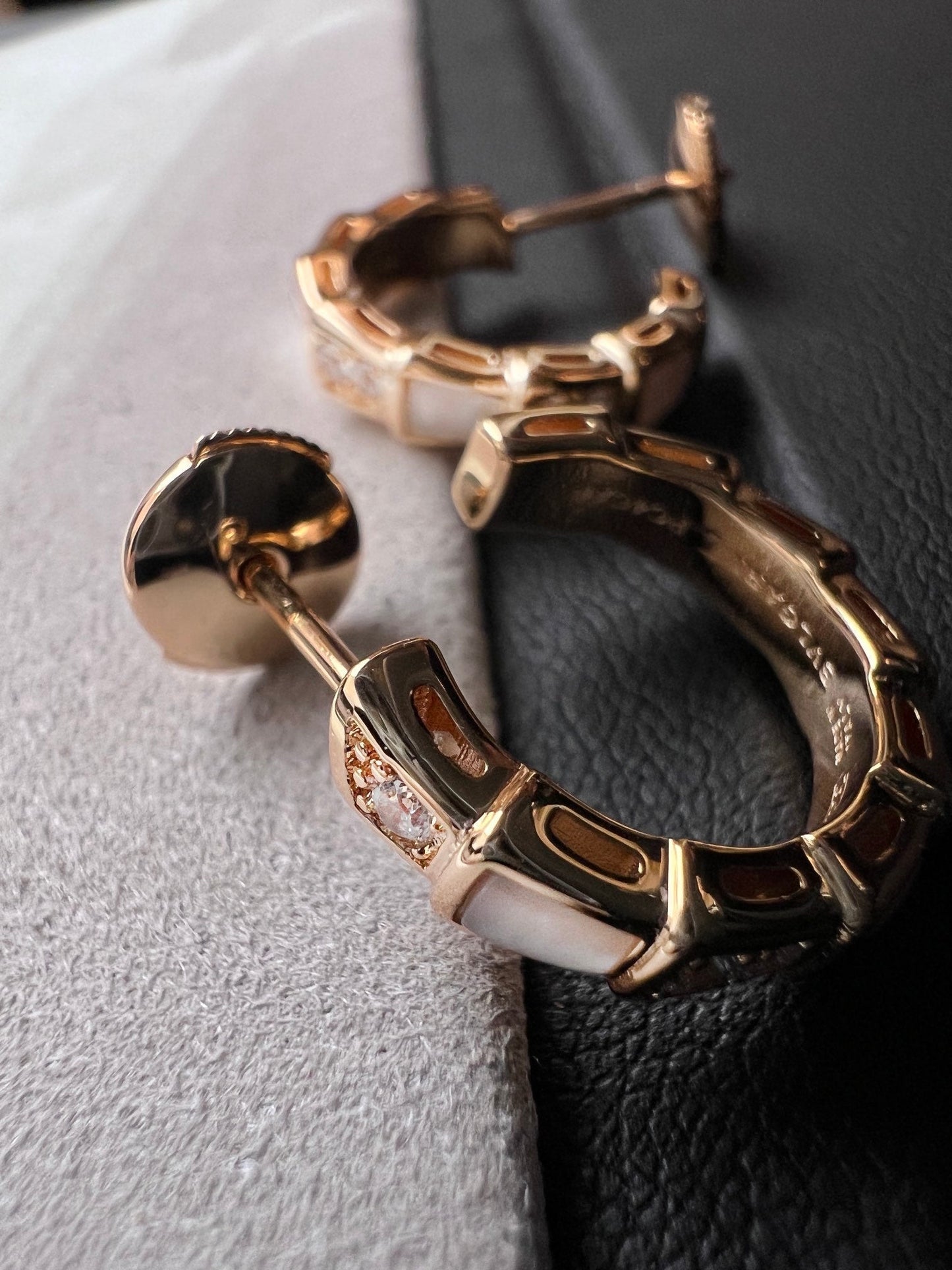 [Kincade Jewelrys]SERPENTI MOP PINK GOLD EARRINGS
