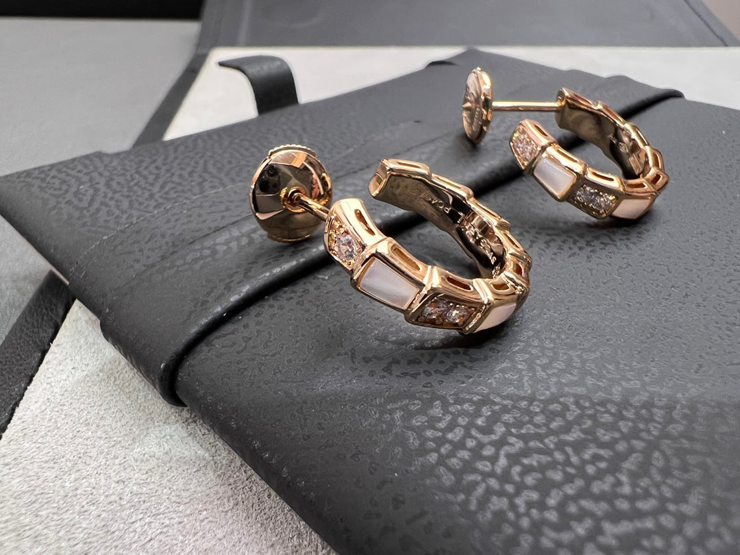 [Kincade Jewelrys]SERPENTI MOP PINK GOLD EARRINGS