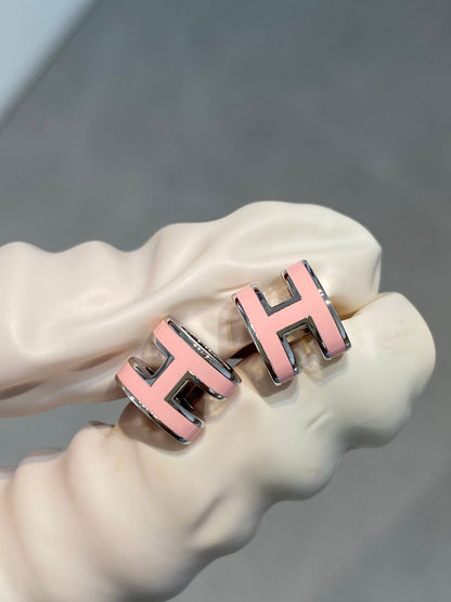 [Kincade Jewelrys]MINI POP H SILVER EARRINGS PINK