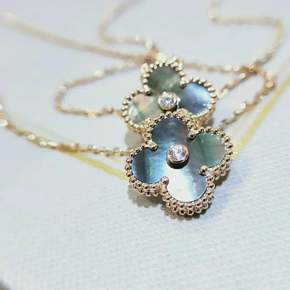 [Kincade Jewelrys]CLOVER 15MM DIAMOND AND MOTHER-OF-GREY NECKLACE