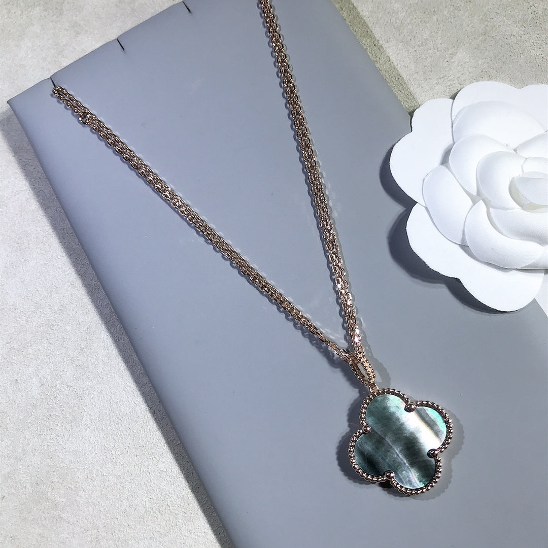 [Kincade Jewelrys]CLOVER 25MM GOLD DARK MOP BIG CLOVER NECKLACE