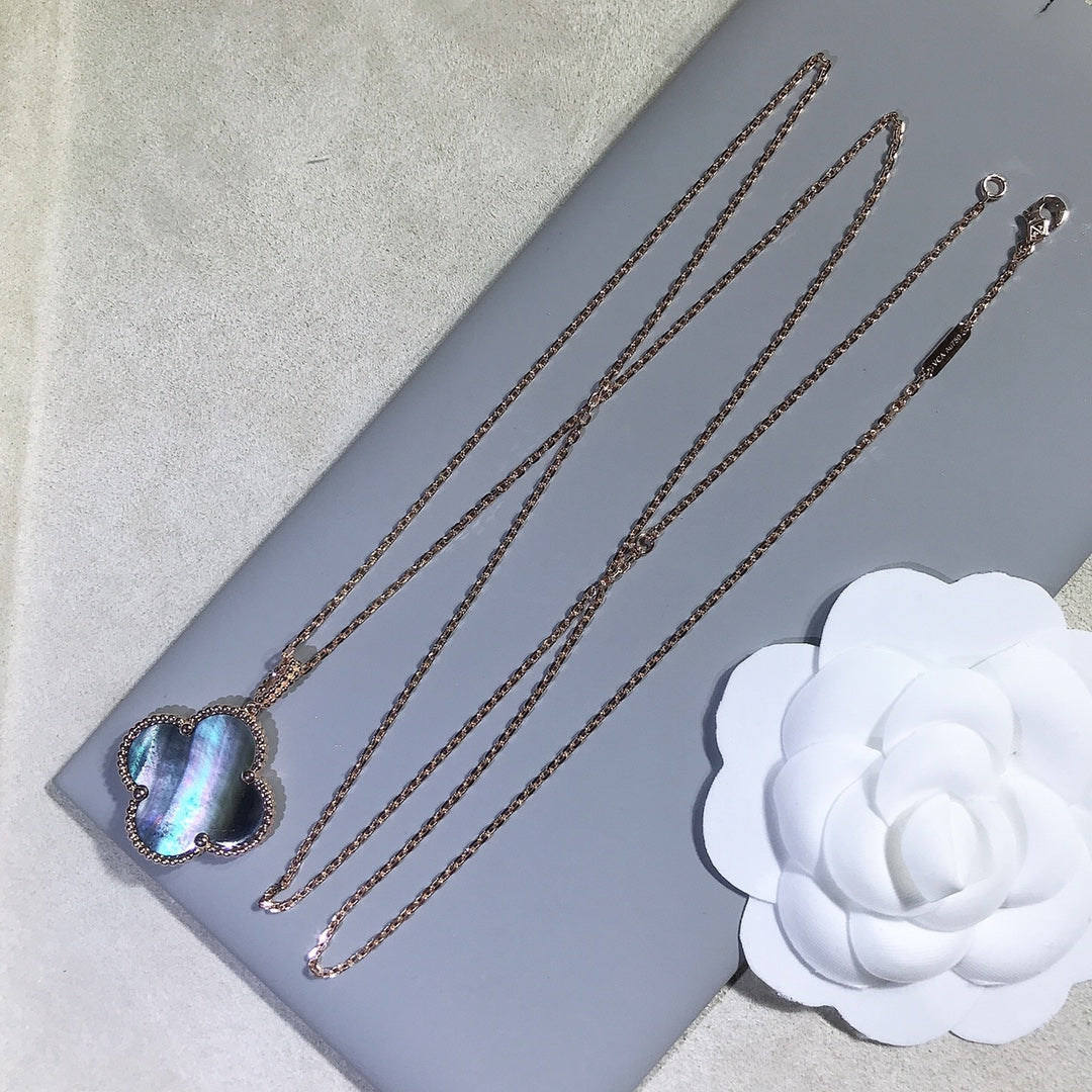 [Kincade Jewelrys]CLOVER 25MM GOLD DARK MOP BIG CLOVER NECKLACE