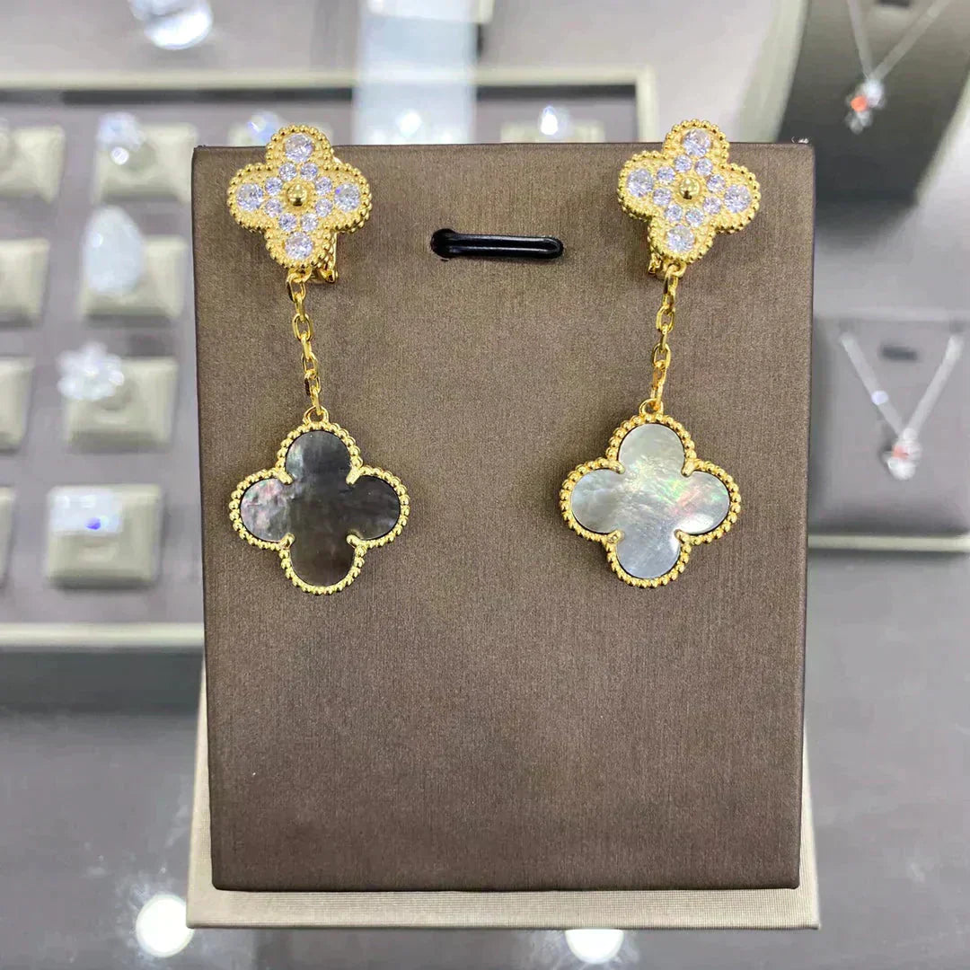 [Kincade Jewelrys]CLOVER  2 MOTIFS  DIAMOND  EARRINGS (MULTIPLE CHOICESç´