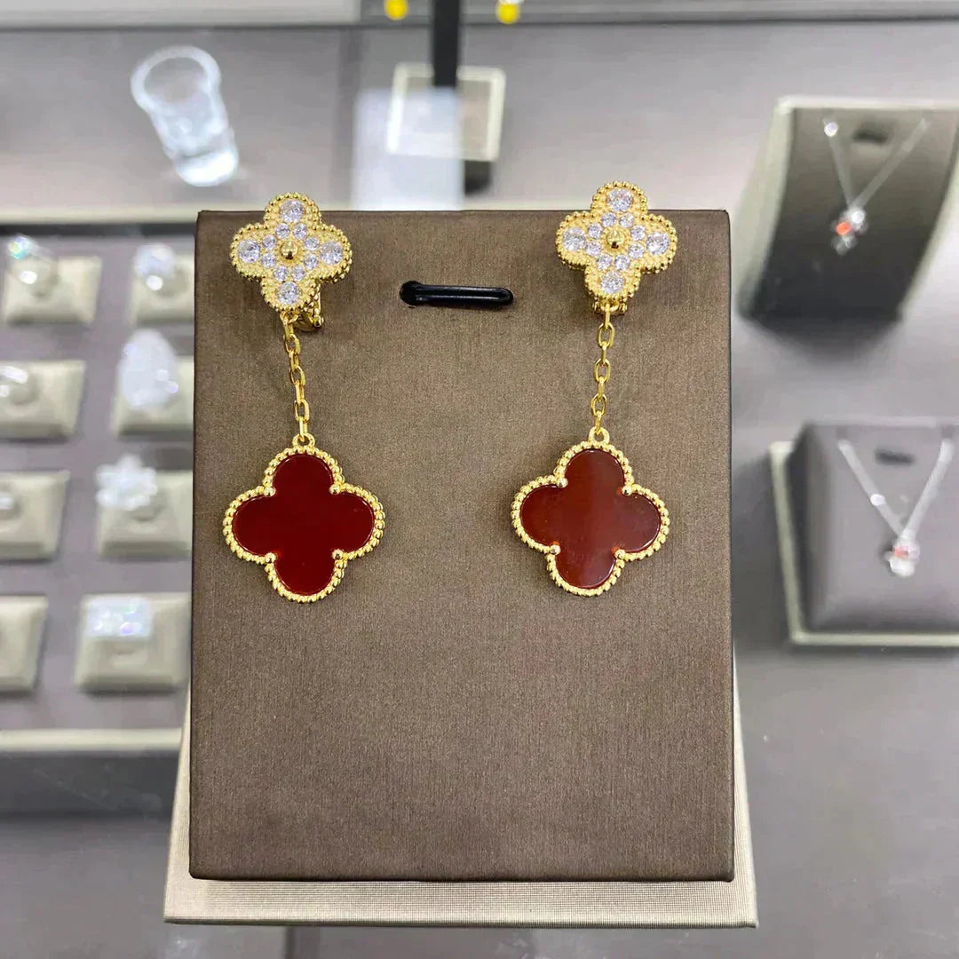 [Kincade Jewelrys]CLOVER  2 MOTIFS  DIAMOND  EARRINGS (MULTIPLE CHOICESç´