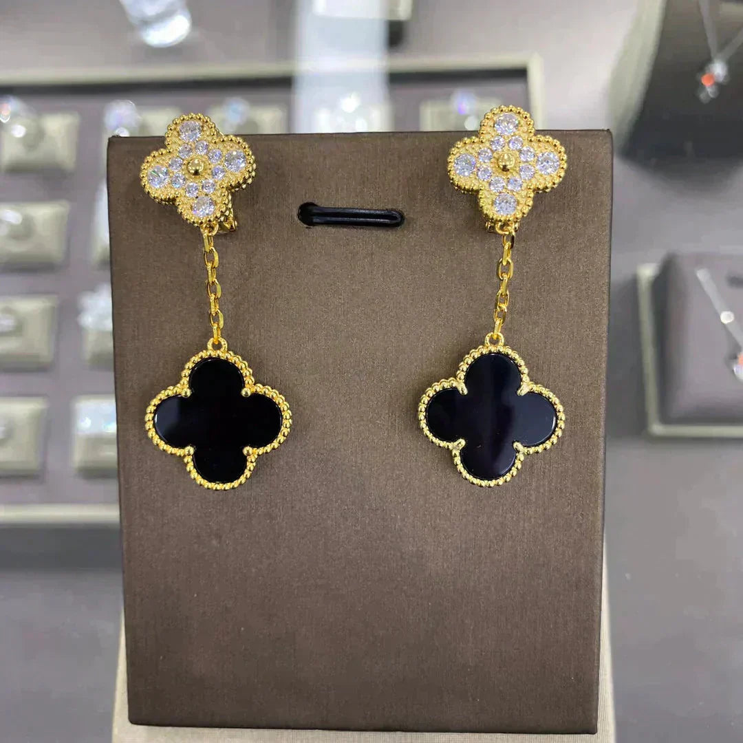 [Kincade Jewelrys]CLOVER  2 MOTIFS  DIAMOND  EARRINGS (MULTIPLE CHOICESç´