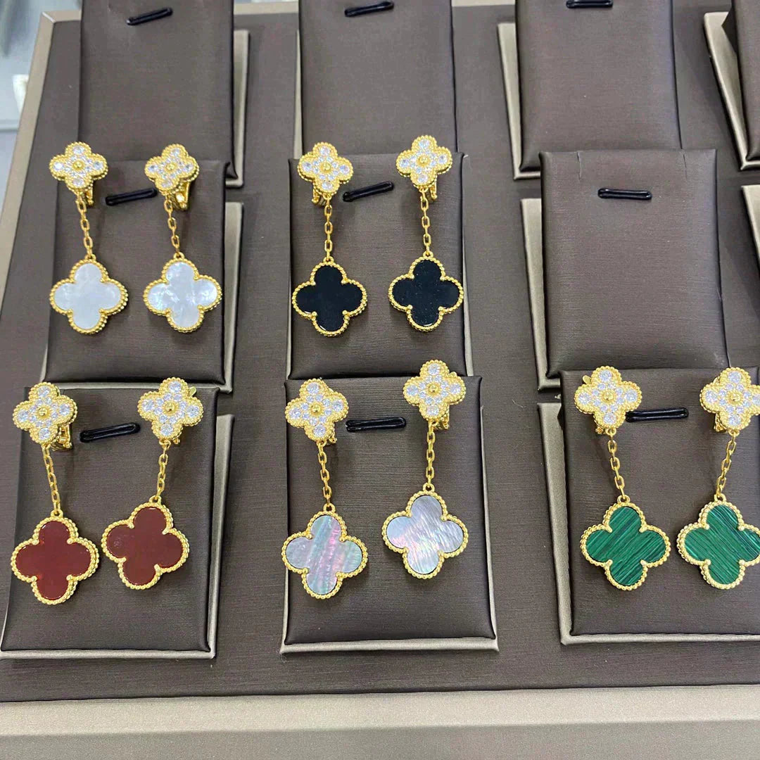 [Kincade Jewelrys]CLOVER  2 MOTIFS  DIAMOND  EARRINGS (MULTIPLE CHOICESç´