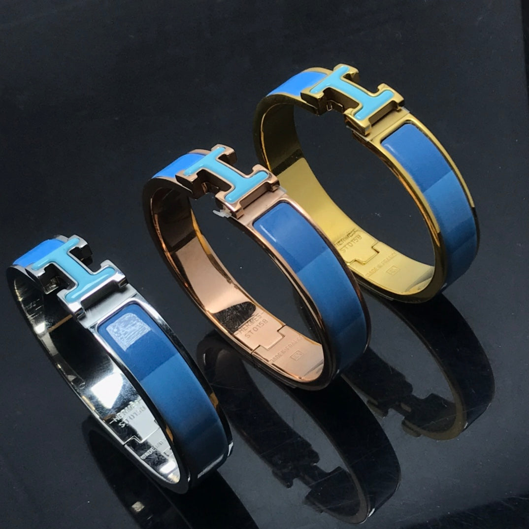 [Kincade Jewelrys] Bracelet H en céramique arc-en-ciel bleu