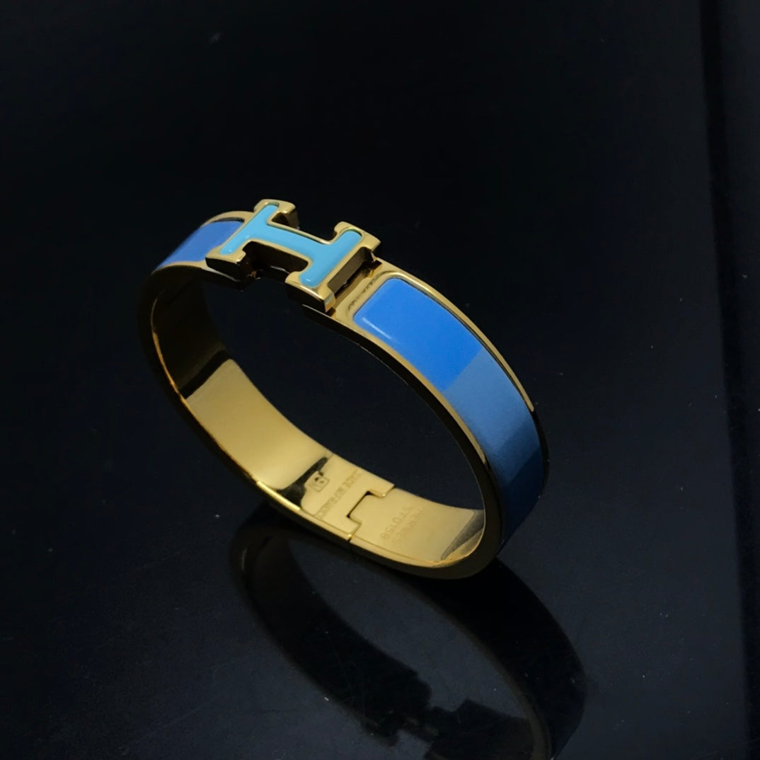 [Kincade Jewelrys] Bracelet H en céramique arc-en-ciel bleu