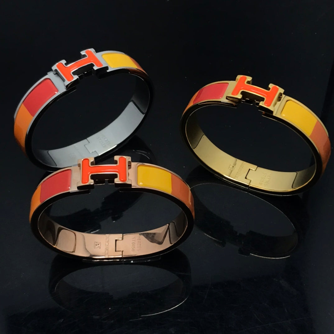[Kincade Jewelrys] Bracelet H en céramique arc-en-ciel orange