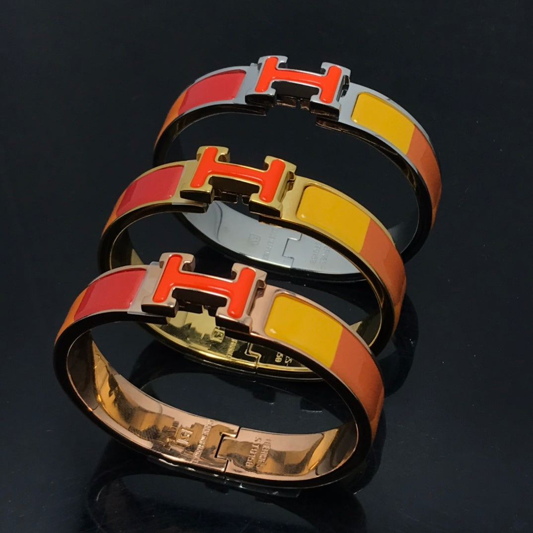 [Kincade Jewelrys] Bracelet H en céramique arc-en-ciel orange