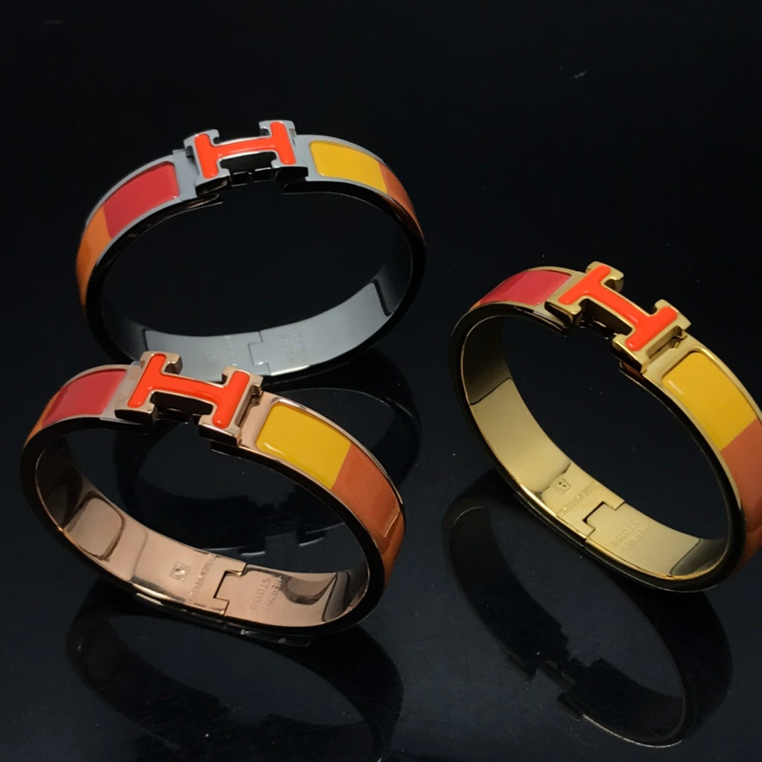 [Kincade Jewelrys] Bracelet H en céramique arc-en-ciel orange