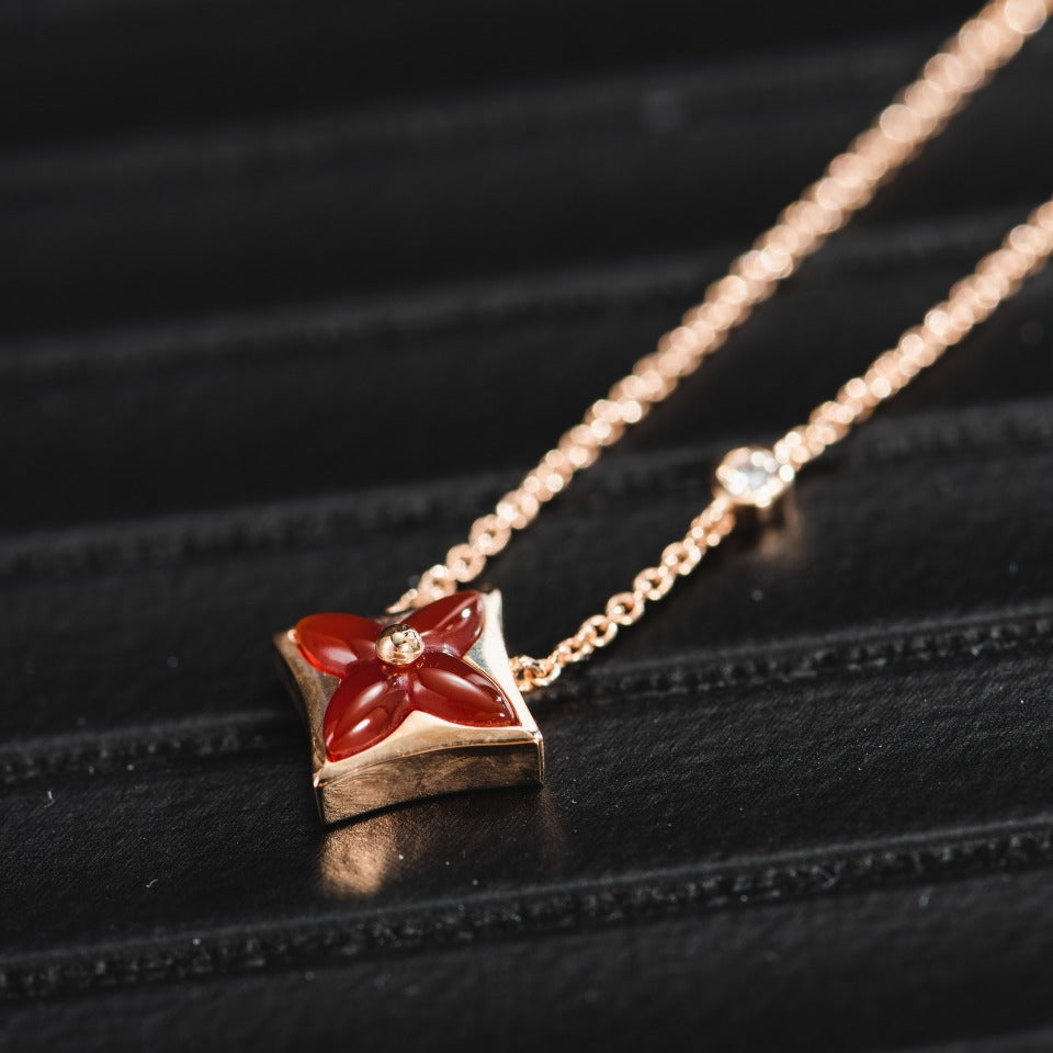 [Kincade Jewelrys]STAR NECKLACE PINK GOLD 1 DIAMOND