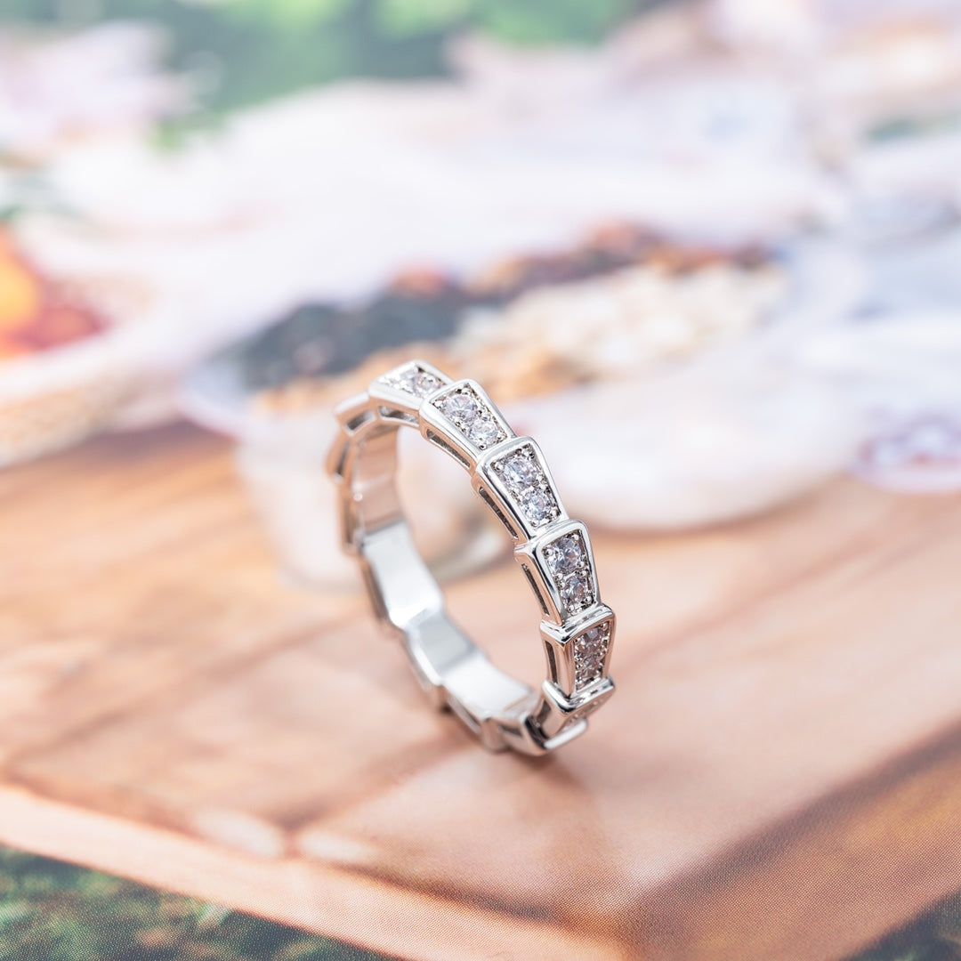 [Kincade Jewelrys]SERPENTI RING SILVER DIAMOND PAVED 3MM