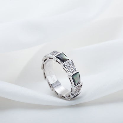 [Kincade Jewelrys]SERPENTI RING SILVER DIAMOND BLACK MOP 4MM