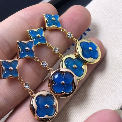 [Kincade Jewelrys]STAR AND SUN AGATE DIAMOND EARRINGS