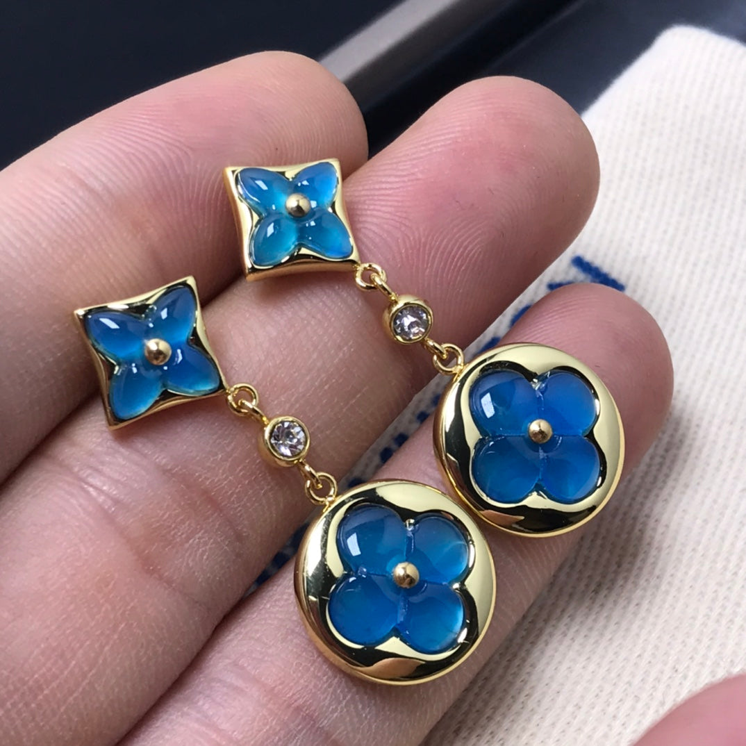[Kincade Jewelrys]STAR AND SUN AGATE DIAMOND EARRINGS