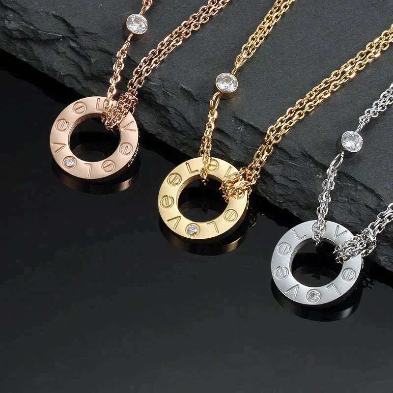 [Kincade Jewelrys]LOVE NECKLACE 16MM 2 DIAMONDS
