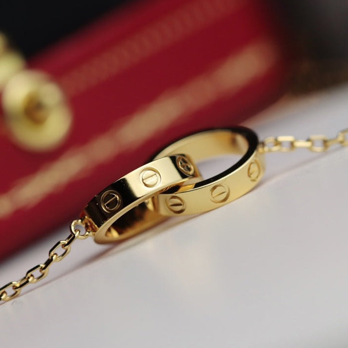 [Kincade Jewelrys]LOVE NECKLACE DOUBLE RING GOLD