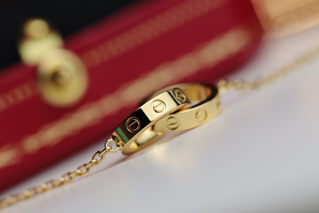 [Kincade Jewelrys]LOVE NECKLACE DOUBLE RING GOLD