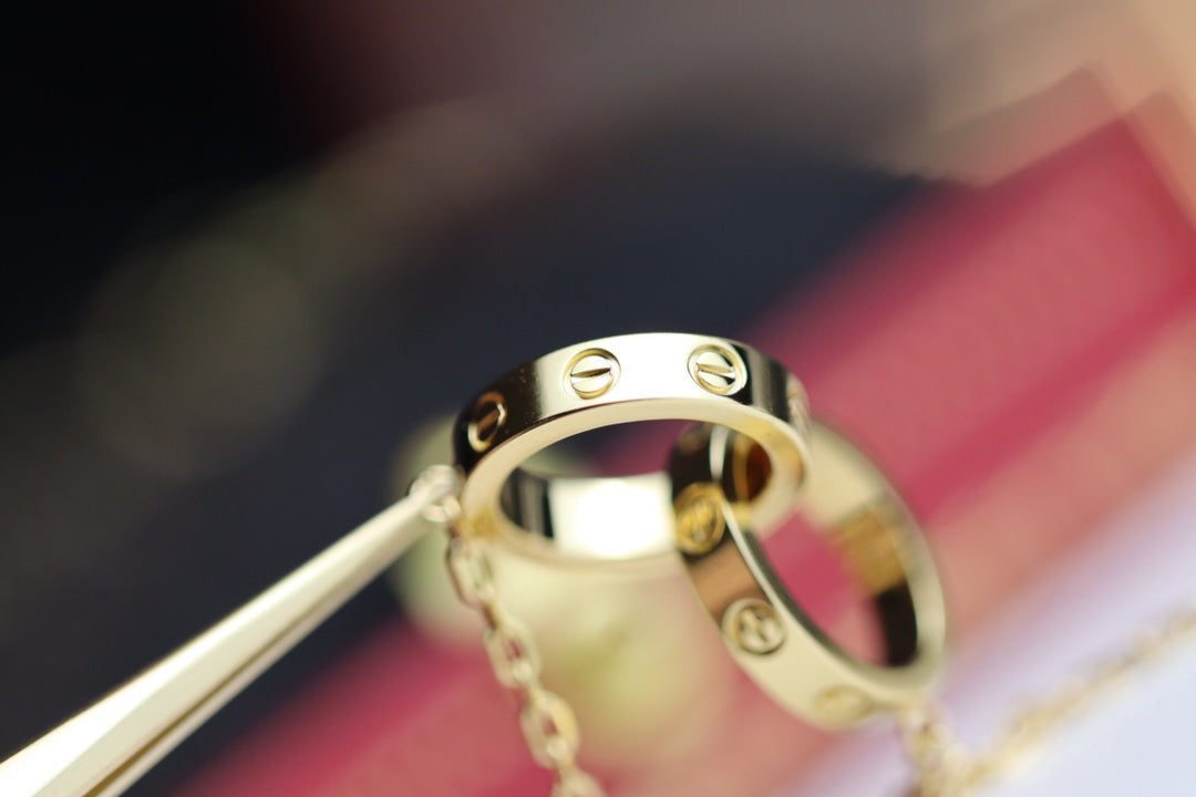 [Kincade Jewelrys]LOVE NECKLACE DOUBLE RING GOLD