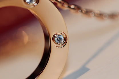 [Kincade Jewelrys]LOVE NECKLACE 16MM 6 DIAMONDS PINK GOLD
